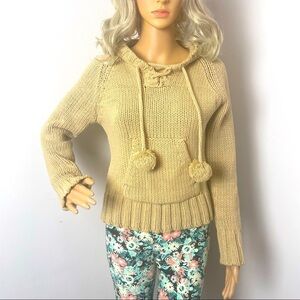 Kanji Hand-Knit Sweater Size Medium | Color: Tan